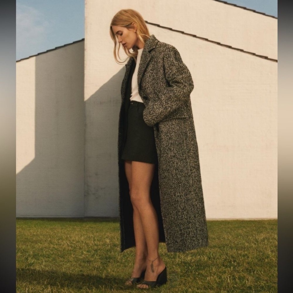 Mango x Pernille Wool Blend Flecked Limited Coat New